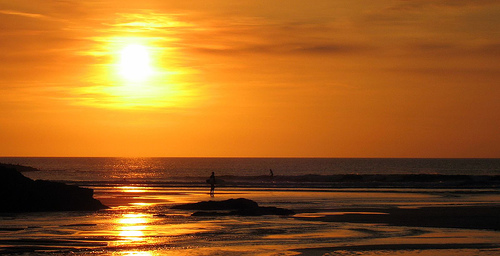 Sunset surfing